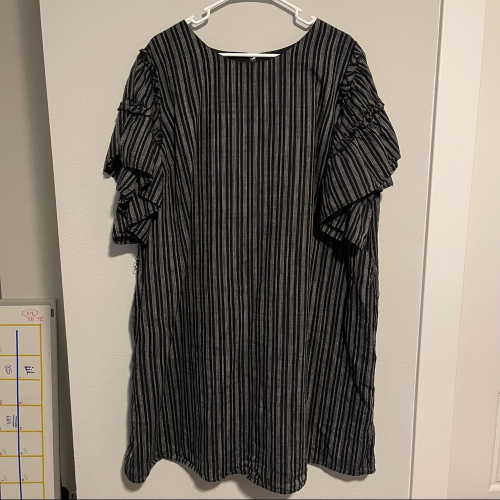 Who What Wear Striped Linen Dress